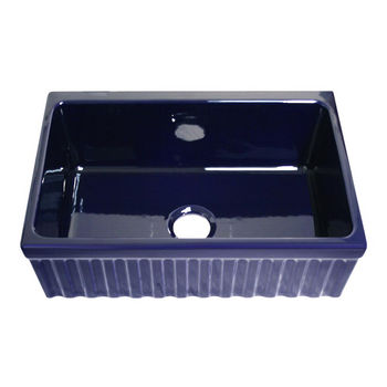 Whitehaus - Farmhaus Quatro Alove Reversible Fireclay Sink, 30" W x 20" D x 10" H, Sapphire Blue