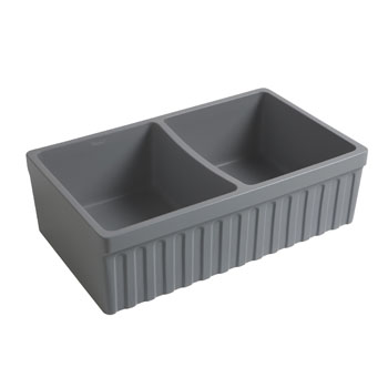 Fluted Sink in Matte Cement Display View 2