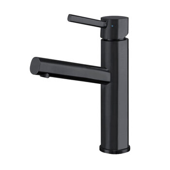 Whitehaus Waterhaus Lead-Free Solid Stainless Steel Single Lever Elevated Lavatory Faucet, Matte Black