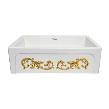 Embossed Vine Sink in White/ Gold Display View 2