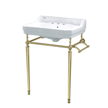 Widespread Console, Towel Bar in White/Polished Brass