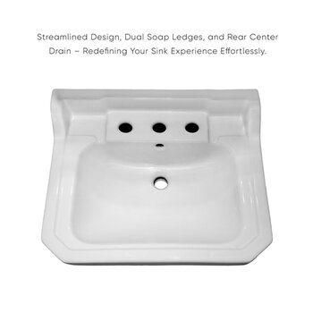 Whitehaus Victoriahaus Console with Integrated Rectangular Bowl in White, Towel Bar, Backsplash, Widespread Hole Streamlined Design Sink Top