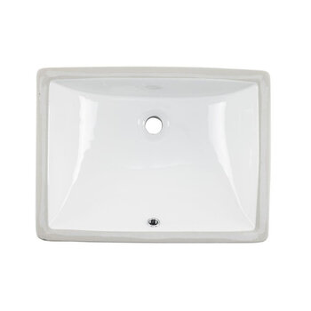 Wells Sinkware 18" Wide Rectangular Vitreous Ceramic Lavatory Single-Bowl Undermount Bathroom Sink in White