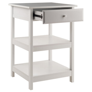 Winsome Wood Delta Collection Home Office Printer Stand, White Opened View