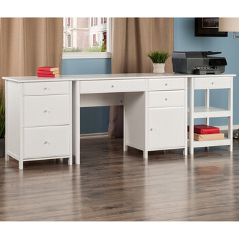 Winsome Wood Delta Collection 3-Piece Home Office Desk Set, White