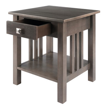 Winsome Wood Stafford Collection Accent Table, Oyster Gray Opened View
