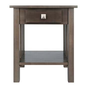 Winsome Wood Stafford Collection Accent Table, Oyster Gray Front View