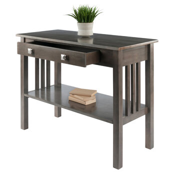 Winsome Wood Stafford Collection Console Hall Table, Oyster Gray Opened Prop View