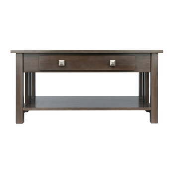 Winsome Wood Stafford Collection Coffee Table, Oyster Gray Front View