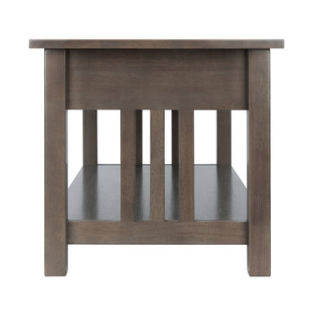Winsome Wood Stafford Collection Coffee Table, Oyster Gray Side View