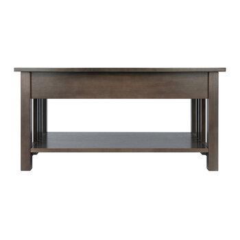 Winsome Wood Stafford Collection Coffee Table, Oyster Gray Back View
