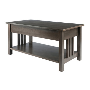Winsome Wood Stafford Collection Coffee Table, Oyster Gray Angle Back View
