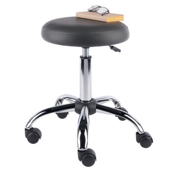Winsome Wood Clyde Collection Adjustable Cushion Seat Swivel Stool, Charcoal and Chrome Prop View
