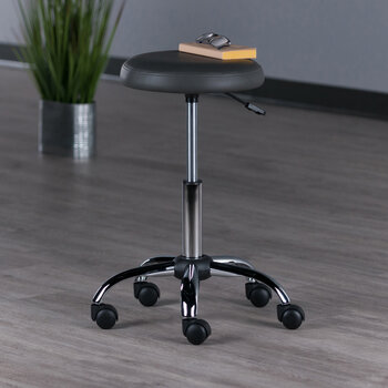 Winsome Wood Clyde Collection Adjustable Cushion Seat Swivel Stool, Charcoal and Chrome Room View