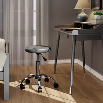 Winsome Wood Clyde Collection Adjustable Cushion Seat Swivel Stool, Charcoal and Chrome Room View