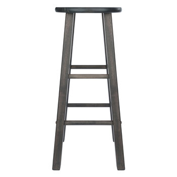 Winsome Wood Element Collection 2-Piece Bar Stool Set, Oyster Gray Bar Stool Front View