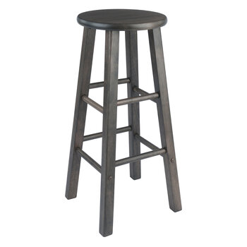 Winsome Wood Element Collection 2-Piece Bar Stool Set, Oyster Gray Bar Stool Angle View