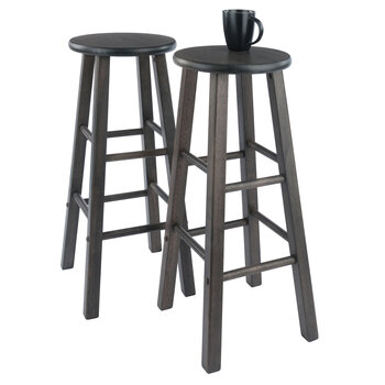 Winsome Wood Element Collection 2-Piece Bar Stool Set, Oyster Gray Bar Stool Prop View