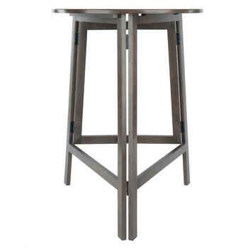 Winsome Wood Torrence Collection Foldable High Table, Oyster Gray Front View