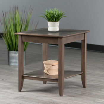 Winsome Wood Santino Collection Accent Table, Oyster Gray