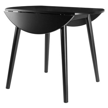 Winsome Wood Moreno Collection Round Drop Leaf Dining Table, Black Folded View