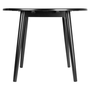 Winsome Wood Moreno Collection Round Drop Leaf Dining Table, Black Front View