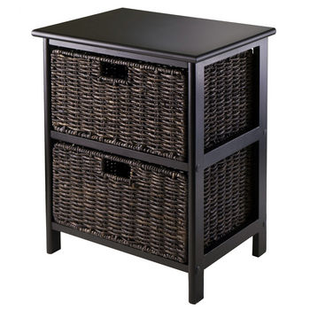 Winsome Wood WS-20216, Omaha Storage Rack with 2 Foldable Baskets, Black, 16.73'' W x 12.40'' D x 20.47'' H