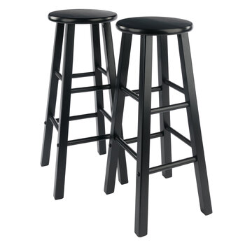 Winsome Wood Element Collection 2-Piece Bar Stool Set, Black Bar Stool Product View