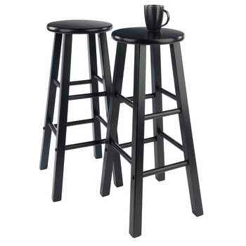 Winsome Wood Element Collection 2-Piece Bar Stool Set, Black Bar Stool Prop View