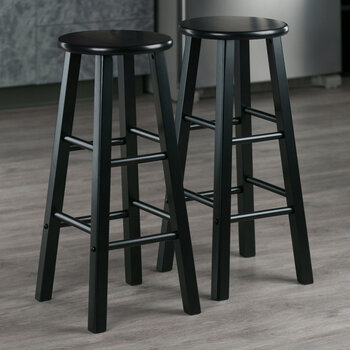 Winsome Wood Element Collection 2-Piece Bar Stool Set, Black