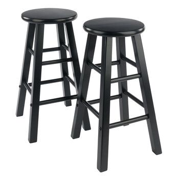 Winsome Wood Element Collection 2-Piece Counter Stool Set, Black Counter Stool Product View