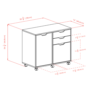 Halifax North America Wood Rolling 26 High File Cabinet Storage Organizer with 3 Large Open Shelves | Mathis Home