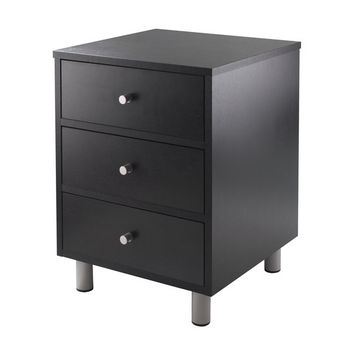 Winsome Wood Daniel Accent Table with 3 Drawers in Black, 15-3/4''W x 16-5/8''D x 22''H