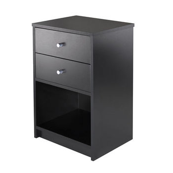 Winsome Wood Ava Accent Table with 2 Drawers in Black Finish in Black, 15-3/4''W x 12-11/16''D x 23-3/4''H