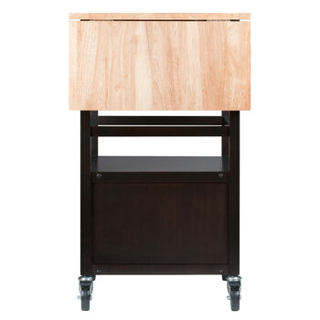Winsome Wood Bellini Collection Drop Leaf Kitchen Cart, Coffee and Natural Side View