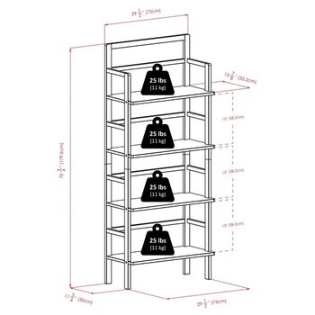 Winsome Wood Aiden Collection 4-Tier Baker's Rack, Coffee Dimensions