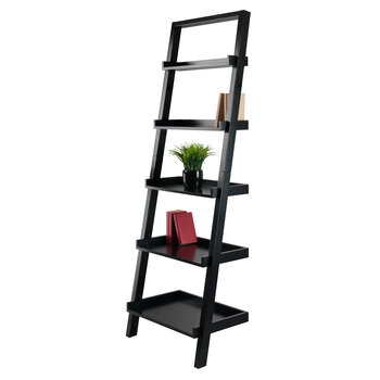 Winsome Wood Bellamy Collection 5-Tier Leaning Shelf, Black Prop View