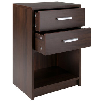 Winsome Wood Molina Collection Accent Table, Nightstand, Cocoa Opened View
