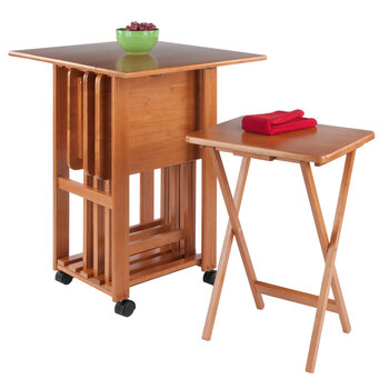 Sophia 5 Piece Foldable Snack Table Set with Mobile Stand and Drop