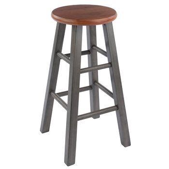 Winsome Wood Ivy Square Leg Collection Counter Stool, Rustic Teak and Gray Counter Stool Product View