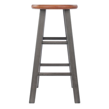 Winsome Wood Ivy Square Leg Collection Counter Stool, Rustic Teak and Gray Counter Stool Side View