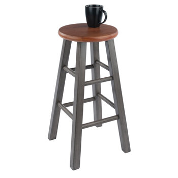 Winsome Wood Ivy Square Leg Collection Counter Stool, Rustic Teak and Gray Counter Stool Prop View