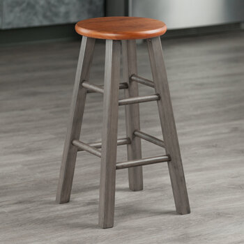 Winsome Wood Ivy Square Leg Collection Counter Stool, Rustic Teak and Gray