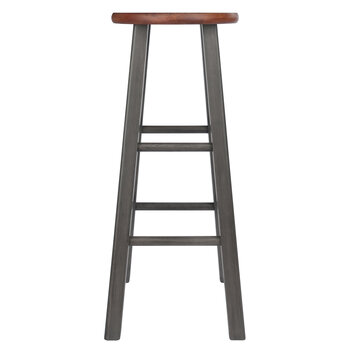 Winsome Wood Ivy Square Leg Collection Bar Stool, Rustic Teak and Gray Bar Stool Side View
