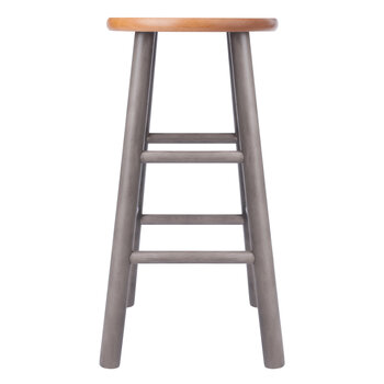 Winsome Wood Huxton Collection 2-Piece Counter Stool Set, Gray and Teak Counter Stool Front View