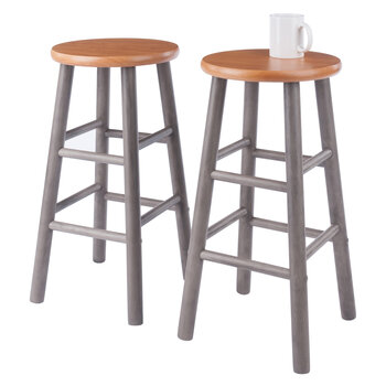 Winsome Wood Huxton Collection 2-Piece Counter Stool Set, Gray and Teak Counter Stool Prop View