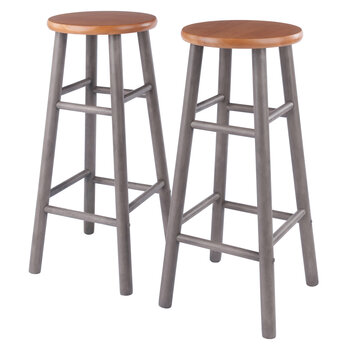 Winsome Wood Huxton Collection 2-Piece Bar Stool Set, Gray and Teak Bar Stool Product View