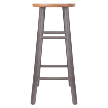 Winsome Wood Huxton Collection 2-Piece Bar Stool Set, Gray and Teak Bar Stool Front View
