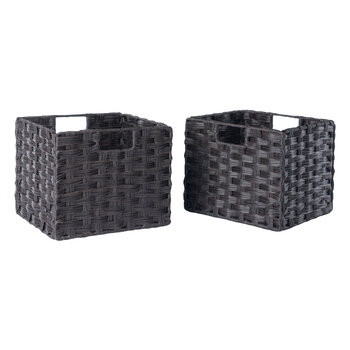Winsome Wood Melanie Collection 2-Piece Foldable Woven Fiber Basket Set, 2-Small Baskets, Chocolate 2-Piece Basket Set Product View