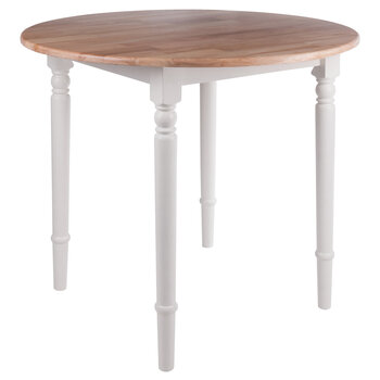 Winsome Wood Sorella Collection Round Drop Leaf Table, Natural and White Product View